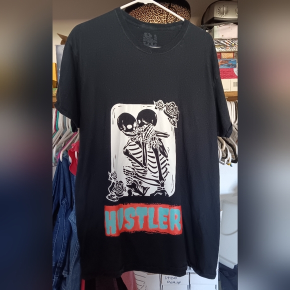 Fruit of the loom men's tee shirt skeletons hustle black graphic XL - Picture 1 of 4